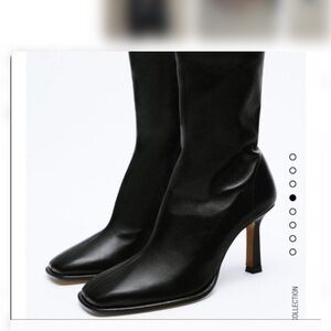 Zara Black Mid-Calf Stiletto Booties